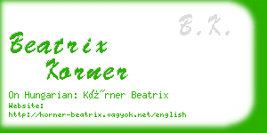 beatrix korner business card